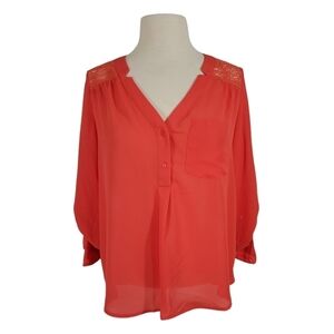NWT Candie's Orange Lace Dressy Blouse